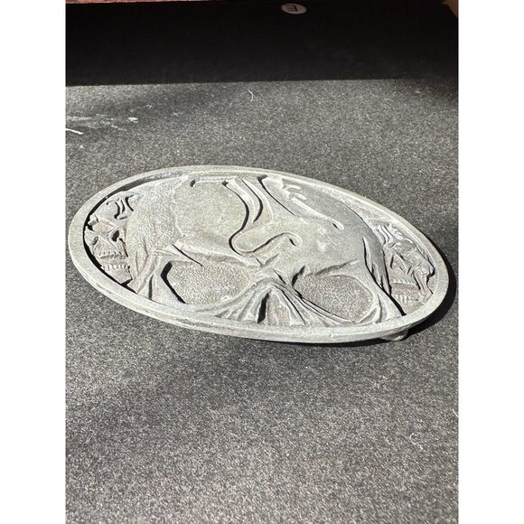 Skull Belt Buckle Metal Oval Lead-Free Gothic Design 5"x3" One Size - Picture 3 of 6